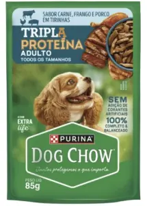 Racao Umid Dog Chow Adulto Tripla Proteina 85G