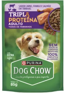 Racao Umid Dog Chow Adulto 85Gr Triploprot Slm