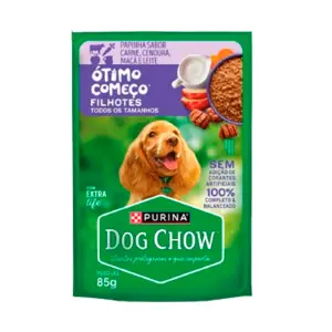 Racao Umid Dog Chow Filhote 85G Carne e Leite