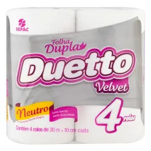 Papel Hig Duetto 4X30M Velvet Neutro