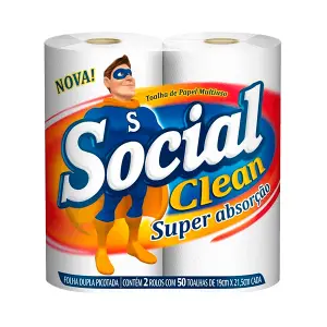 Papel Toalha Social Clean 2Un 50 Folhas