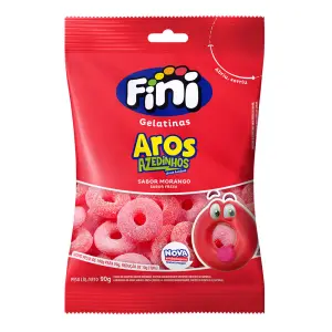 Bala Gelat Fini 90G Aros de Morango