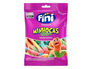 Bala Gelat Fini 90G Minhocas Azedinha
