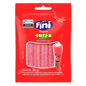 Bala Gelat Fini Tubes 35G Morango